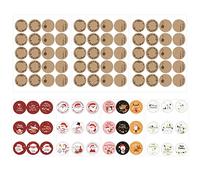 96 Pegatinas de Navidad Redondas Autoadhesivas - Regalo y Papel Kraft para Marcar - Adecuadas para Tarjetas de Felicitación, Regalos Decorativos (3,8 cm de Diámetro)