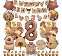 96 pièces capybara ballons, 8 ans Capibara décorations d'anniversaire, Comprend bannière, Autocollants pour enfants, Décorations pour fêtes de garçons et de filles, capybara décoration de gâteaux