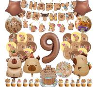 96 pièces capybara ballons, 9 ans Capibara décorations d'anniversaire, Comprend bannière, Autocollants pour enfants, Décorations pour fêtes de garçons et de filles, capybara décoration de gâteaux
