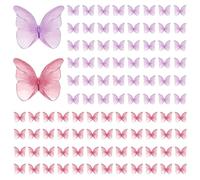 96 piezas de decoraciones para tartas de mariposas, decoración de cupcakes, mini mariposas de papel, mariposas decorativas, 3D mariposas de papel