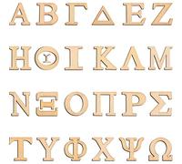96 Piezas Letras Griegas de Madera Letras de Madera sin Terminar Letra de Una Sola Capa Alfabetos Griegos de Madera para Manualidades de Pintura de Bricolaje Decoración de Hogar