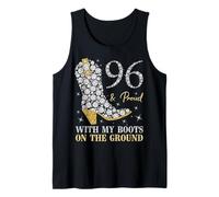 96 & Proud with My Boots On The Ground 96 Años Cumpleaños Camiseta sin Mangas