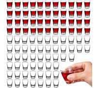 96 Vasos De Chupito, Vasos de Chupito de 35 ml Mini, Vaso de Vidrio Templado Resistente, Vaso Para Beber Directamente, Copas de Cristal Huevo, con Base Gruesa, Para Aguardiente, Vodka