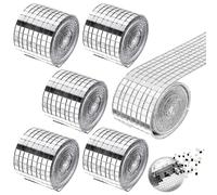 9600 pegatinas de mosaico, 6 rollos de azulejos de mosaico autoadhesivos, 5 x 5 mm, azulejos de mosaico de espejo, autoadhesivos, para baño, bola de discoteca (plata)