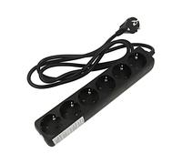 96050 Cable de extensión 3G1,5mm2 3 metros PVC negro Enchufes adicionales: 6 ...