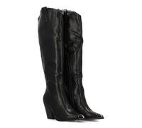 96284 Botas Altas con Tacon para Mujer. Diseno Elegante, Estampado Liso, Punta Metalica, Tacon Comodo y Cierre de Cremallera. Ideal para la Temporada Otono Invierno. Negro Talla 36