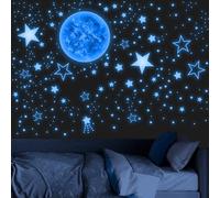 965 calcomanías de pared de estrellas y sol que brillan en la oscuridad para techo, estrellas luminosas y planetas, decoración de habitación de niños, calcomanías de pared de galaxia brillante para