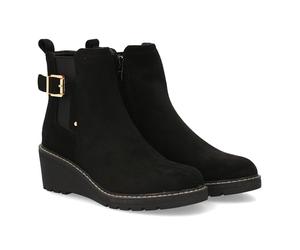 96854 Bota de cana media con diseno sobrio y elegante, Cuna comoda ideal para el dia a dia, cierre de cremallera y estampado liso. Ideal para mujer en la temporada otono invierno. Negro Talla 39