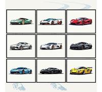 97 carteles de decoración de súper coche para habitación de niños, impresiones modernas de arte de pared, póster de autos deportivos para hombres, decoración de habitación de coches de carreras para