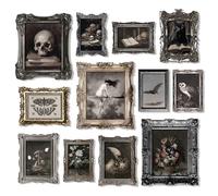 97 Decor Dark Academia - Póster gótico floral, arte de pared vintage de bruja, calavera polilla, decoración gótica del hogar, imágenes estéticas de Halloween