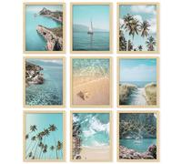 97 Decor - Decoración de pared con imágenes costeras, pósteres de mar y playa, ilustraciones artísticas de verano, fotos tropicales de palmeras para habitación de adolescentes (20 x 25 cm, sin marco)