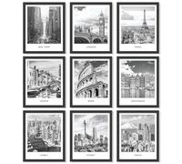 97 Decor Impresión artística de pared de ciudad en blanco y negro, imágenes de paisaje urbano, famosa arquitectura, paisaje, decoración de pared, póster de edificios europeos, foto del horizonte de