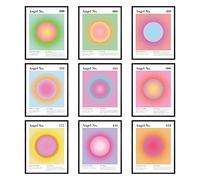 97 Decor Póster de números de ángel, póster estético de aura, pósteres espirituales, impresión de números de ángel degradados, imágenes de energía de equilibrio de aura rosa, arte de pared colorido