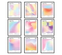97 Decor Pósteres de números de ángel, impresiones artísticas de pared de aura, juego de 9 de 8 x 10, póster de aura degradado de color, impresión minimalista de aura de degradado energético