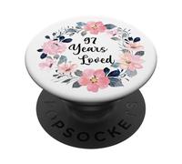 97 Years Loved 97th Birthday Floral 97 Year Old Men Women PopSockets PopGrip Adhesivo