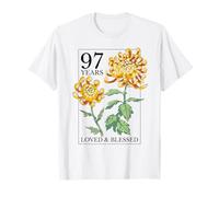 97 Years Loved and Blessed - Sello Floral para cumpleaños número 97 Camiseta