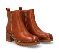 97040 Botin de Tacon con Estampado Liso para Mujer. para Uso Diario, Cremallera Interior Ideal para la Temporada de Otono Invierno. Camel Talla 40