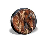 972 Funda De Rueda De Repuesto Caballo Nativo Americano Cubierta del Neumático Portátil Protector Solar Bolsas De Almacenamiento De Neumáticos para Camionetas, Remolques 14 Inch