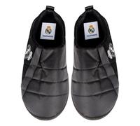 97974 Zapatillas de Estar por casa del FC Real Madrid con Diseno Clasico con el Escudo Oficial del Club, Fabricadas en Espana con Materiales Resistentes. Suela Flexible, Lavables. Negro Talla 37