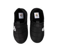 97980 Zapatillas de Estar por casa del FC Real Madrid con Diseno Clasico con el Escudo Oficial del Club, Fabricadas en Espana con Materiales Resistentes. Suela Flexible, Lavables Negro Talla 37