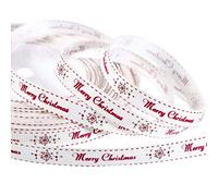 98,4 Pies Rollo de Cinta Blanco de Merry Christmas para Artesanía Envolver Regalo Cinta de Copo de Nieve de Navidad para Embalaje de Regalos Decoraciones Navideñas, 10 mm de Ancho