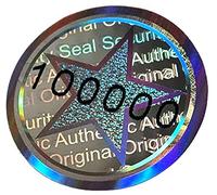 98 piezas - Sello holograma 3D de 20 mm plateado brillante, a prueba de manipulaciones, sello de seguridad, sello de calidad, sello de garantía, etiquetas de seguridad, etiqueta autoadhesiva, adhesivo