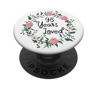 98 Years Loved Men Women Floral 98 Years Old 99th Birthday PopSockets PopGrip Adhesivo