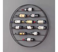 98cm nte De Vino De Pared, Soporte Redondo para Copa de Vino,Botelleros montados en la Pared, Botellero montado en la Pared,Botellero Colgante de Metal para Bar, Cocina, exhibición de almacenami(Black