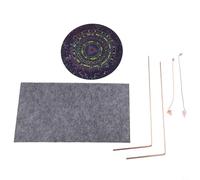 99 9 Kit de varillas de cobre con sondas telescópicas, péndulos y alfombrilla de piso para fuente de agua, búsqueda de ubicación mineral y uso de energía