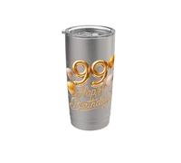 99 Feliz Cumpleaños 99 Aniversario Hombres Mujeres Vaso térmico de acero inoxidable de doble pared