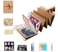 99+ Inch Accordion Foldable Scrapbook Album, Stretchable Foldable Photo Album with DIY Material Kit, Handmade Memory Book Gift Set for Collection,Christmas Gifting
