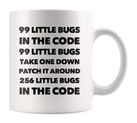 99 Little Bugs in The Code Take One Down - Programador de computadora, regalos para marido, novio, hermano, programador, estudiantes, profesores, taza de café de cerámica, 325 ml, color blanco