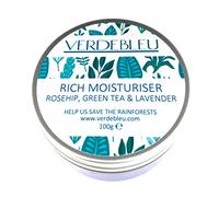 99% Natural CREMA FACIAL HIDRATANTE - ROSA MOSQUETA, TÉ VERDE & LAVANDA - 100g de VERDEBLEU Delicado pH 5,5 para Pieles Sensibles. Donamos el 5% de Ganancias para Ayudar a Salvar los Bosques Lluviosos