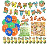 99 Piezas Capybara Decoración Para Fiesta De Cumpleaños,Capybara Fiesta Decoraciones Accesorios Pegatinas Capybara Mini Figuras Capybara Capybara Happy Birthday Banner Globos Cake Toppers