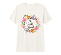99 Years Loved 99th Birthday Floral 99 Year Old Men Women Camiseta Premium
