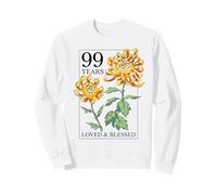 99 Years Loved and Blessed - Sello Floral para cumpleaños número 99 Sudadera