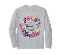 99 Years Loved Floral 99th Birthday Men Women Anniversary Manga Larga