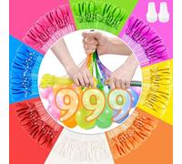 999 bombas de agua autosellantes, mega embalaje, bombas de agua reutilizables con 4 conectores de grifo, globos de agua de colores para la playa, fiestas en la piscina y más