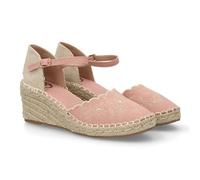 99909 Sandalia valenciana tipo alpargata de cuna para mujer con diseno bordado de flores, cierre de pulsera con hebilla. Ideal primavera verano. Cierre de hebilla. Ideal para uso diario. Rosa Talla 36