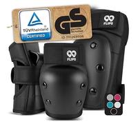 99FLIPS Protecciones Patines Adulto y Jóvenes - Patines en Linea | Rodilleras Skate - Negro, M - Rodilleras y Coderas para Patines en Línea, Monopatín, Skate y Patinete - DIVE - Coderas Poc