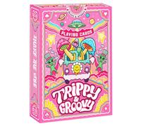 99FOX Cartas de juego Trippy and Groovy, baraja de póquer retro psicodélica, arte abstracto colorido, papel negro de primera calidad con textura de lino, regalos para los amantes de los juegos de