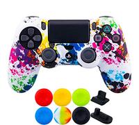 9CDeer 1 x Silicona Transferir Impresión Protector Cubrir Piel + 6 Apretones de Pulgar y Tapones a Prueba de Polvo para PS4/Slim/Pro Pintada