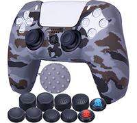 9CDeer 1 x Silicona Transferir Impresión Protector Grueso Cubrir Piel + 10 Apretones de Pulgar para PlayStation 5 / PS5 Mando Camougrey