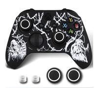 9CDeer Funda de silicona antideslizante para mando Xbox Series X/S con 2 tapas de pulgar y 1 calcomanía Michael & Reaper