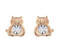 9ct pussy cat dorado crystal CZ Juego de pendientes de tuerca. Caja de regalo