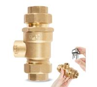 9D-M2 - Válvula de retención doble de bronce de 3/4 pulgadas con ventilación atmosférica intermedia, conexiones de entrada y salida de unión hembra