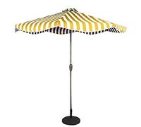 9ft / 2.7m Garden Parasol Umbrella, Outdoor Sun Shade for Patio/Beach/Pool Umbrellas with Winding Crank, Sunscreen UV50+ (Color : Yellow and White Striped, Size : 9ft/2.7m)
