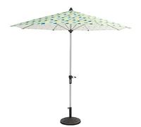9ft/2.7m Garden Parasol Umbrella with Crank and Tree Leaf Pattern, Compact Sun Shade for Outdoor Patio Spaces, Aluminium Pole