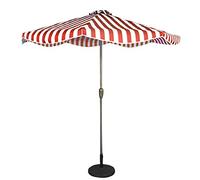 9ft/2.7m Outdoor Parasol Patio Striped Umbrella, for Garden, Deck, Backyard and Pool, Sunscreen UV50+, 5 Colors (Color : Red and White Striped)