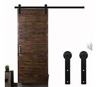 9FT/274cm Herraje para Puerta Corredera Kit de Accesorios para Puertas Correderas,Negro I-Forma